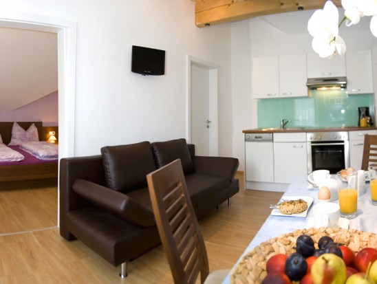 Wohnküche im Appartement Rubin im Haus Diamant in Flachau